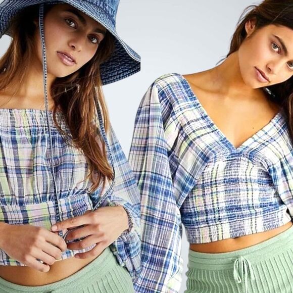 Free People Marlena Plaid NWOT Size S - Picture 1 of 16